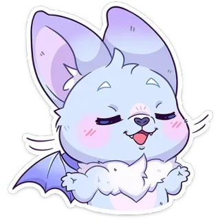 😌 Fledermaus, süß, Tier, kawaii, Aufkleber, Cartoon, Säugetier, fliegend whatsapp sticker