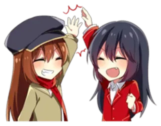 👌 Anime, Filles, Dessin animé, Kawaii, Tape m'en cinq, Amitié telegram sticker