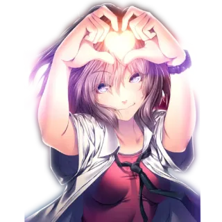 ❤️ 애니메이션, 소녀, 하트, 손, 사랑, 귀여운, 만화, 캐릭터 telegram sticker