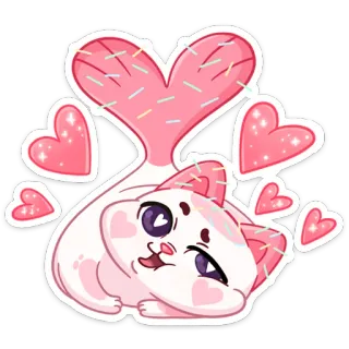 🥰 고양이, 하트, 귀여운, 스티커, 동물, 카와이 telegram sticker