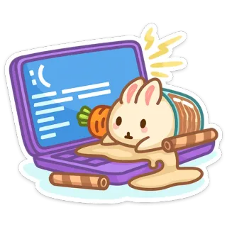 💻 bunny, laptop, carrot, coding, sticker, cute, rabbit, cartoon telegram sticker