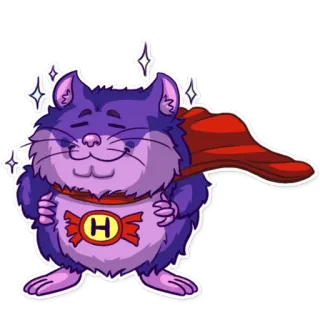 💪 хомяк, супергерой, мультфильм, наклейка, животное, милый, герой telegram sticker