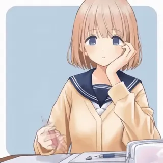 🖌 anime girl, school uniform, cute, kawaii, student, manga telegram sticker