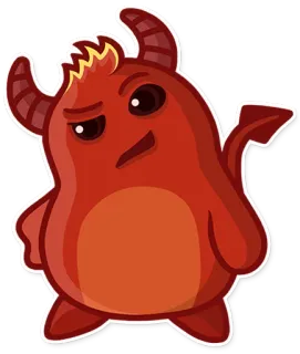 🤔 devil, demon, monster, cartoon, red, horns whatsapp sticker
