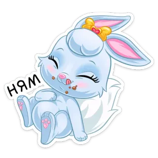😔 Ням fofo, coelho, comendo, desenho animado, animal, lanche telegram sticker