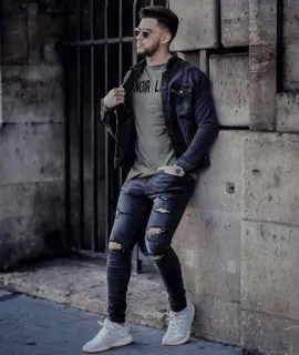 📎 NOIR LE man, fashion, style, casual, denim, ripped jeans, sneakers telegram sticker