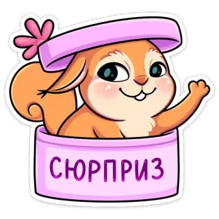 🥳 СЮРПРИЗ esquilo, surpresa, fofo, animal, desenho animado telegram sticker