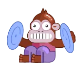 😬 monkey, animal, cartoon, cymbal, cute, playful, fun telegram sticker