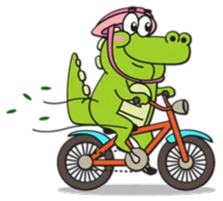 🐊 ワニ, 自転車, サイクリング, 漫画, ヘルメット, 動物 telegram sticker