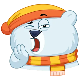 🥱 ours, animal, hiver, chapeau, écharpe, endormi, mignon telegram sticker