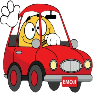🚗 EMOJI 絵文字, 車, 運転, 乗り物, 漫画, 挨拶, 笑顔 telegram sticker