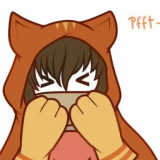 😊 Pfft- gatto, felpa con cappuccio, carino, anime telegram sticker