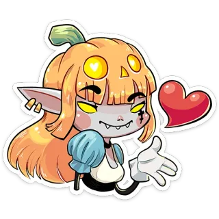 😘 calabaza, halloween, lindo, sticker, corazón, dibujos animados telegram sticker