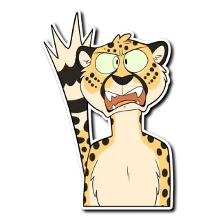 😱 치타, 동물, 만화, 화난, 털 telegram sticker