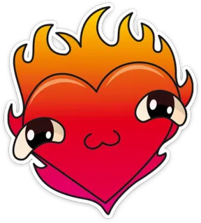 ❤️ heart, fire, flame, cartoon, love, kawaii whatsapp sticker