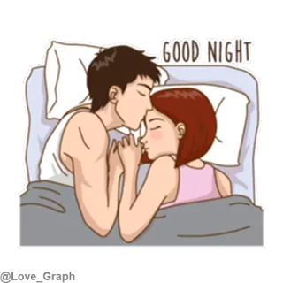 😴 GOOD NIGHT couple, sleeping, love, good night, bed, together telegram sticker