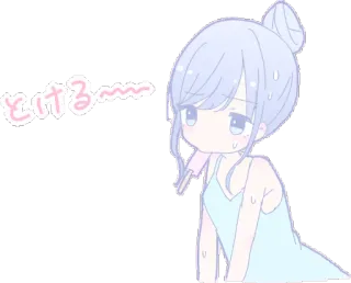 🔥 とける〜〜〜 anime, cewek, meleleh, berkeringat, imut, kartun whatsapp sticker