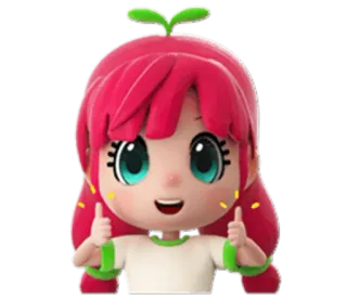 😃 dessin animé, fille, mignon, pouce levé, animation, autocollant whatsapp sticker