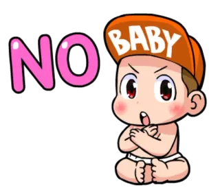 ❌ NO BABY bebé, niño, infante, no, dibujos animados, ilustración telegram sticker