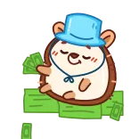 🤑 Erizo, Dinero, Dibujos animados, Lindo, Sombrero, Rico, Adinerado telegram sticker
