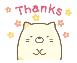 😄 Thanks แมว, น่ารัก, ขอบคุณ, ดอกไม้, คาวาอิ telegram sticker