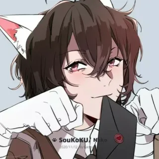 ☠️ SouKOKU Neko anime, cat ears, neko, fanart, manga, illustration telegram sticker