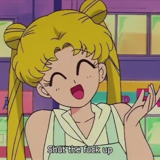☺️ Sailor Moon Shut the fuck up アニメ, セーラームーン, 汚い言葉, 漫画, 女の子 telegram sticker