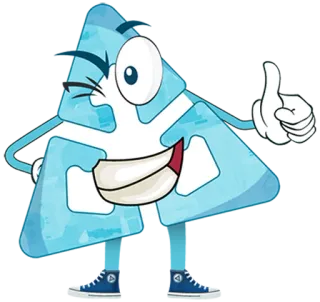 👍 만화, 캐릭터, 마스코트, 파란색, 삼각형, 엄지 척 telegram sticker