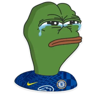 🥲 Pepe the Frog 밈, 페페, 개구리, 슬픈, 첼시, 축구 telegram sticker