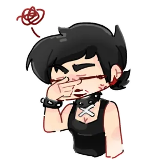 😤 Emo, Gótico, Enojado, Frustrado, Dibujos animados, Personaje telegram sticker