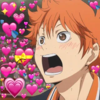 🏐 Hinata Shoyo Haikyuu!! อนิเมะ, หัวใจ, น่ารัก, เด็กผู้ชาย, ไฮคิว!!, ฮินาตะ โชโย telegram sticker