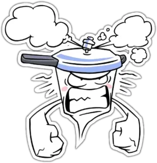 😡 pentola a pressione, cartone animato, arrabbiato, vapore, cucina, cibo telegram sticker