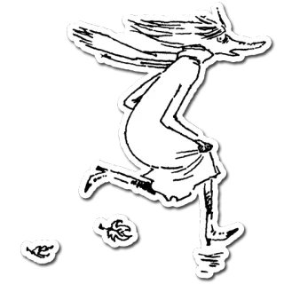 😰 correr, mujer, viento, hojas, dibujos animados, dibujo telegram sticker