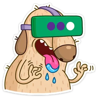 😮 dog, cartoon, vr, virtual reality, glasses, fun, animal, funny telegram sticker
