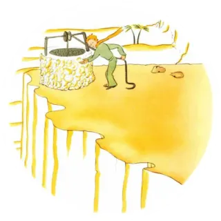 👑 The Little Prince El Principito, Antoine de Saint-Exupéry, Libro infantil, Ilustración libro, El Principito, Personaje, Pozo de agua telegram sticker