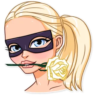 🌹 mujer, máscara, rosa, rubia, pegatina telegram sticker