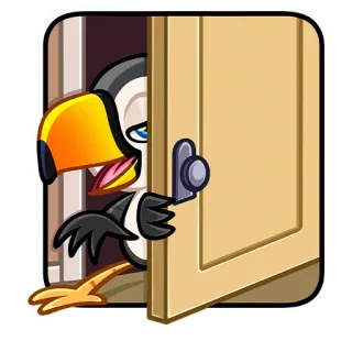 🤫 tucano, pássaro, animal, porta, espiando, desenho animado, fofo telegram sticker