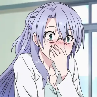 📈 Anime, Wanita, Kacamata, Tersipu, Lucu whatsapp sticker
