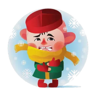 🌬 추운, 겨울, 눈송이, 목도리, 엄청 추운 whatsapp sticker