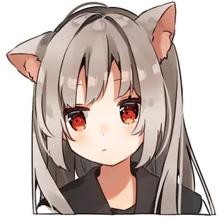😶 アニメ, 猫耳, 可愛い, 漫画, かわいい, 赤い目 telegram sticker