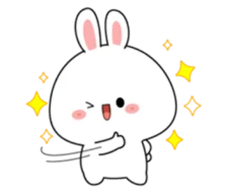 😭 bunny, rabbit, kawaii, cute, sparkle, animal, wink, thumbs up telegram sticker
