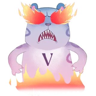😡 enojado, llameante, dibujos animados, personaje, animal telegram sticker