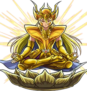 😌 Anime, Meditación, Dorado, Dibujos animados, Loto, Personaje, Saint Seiya whatsapp sticker