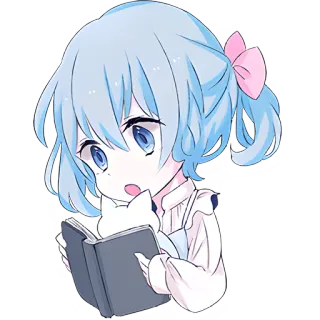 😮 Anime, Mädchen, Buch, Süß, Chibi, Kawaii, Zeichnung telegram sticker