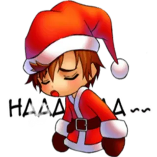 😔 HAAAA... navidad, dormilón, santa claus, anime, lindo, vacaciones, cansado telegram sticker