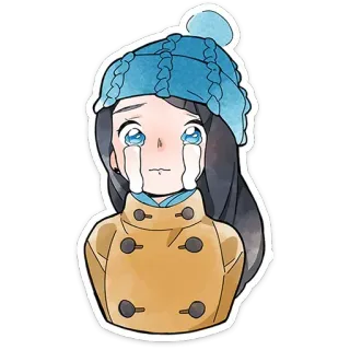 ⭐ stiker, kartun, gadis, musim dingin, menangis, sedih, anime, jaket telegram sticker