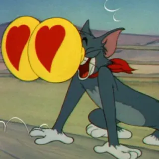 😻 Tom Tom and Jerry desenho animado, gato, coração, amor, feliz, engraçado, animação telegram sticker