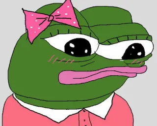 🤭 Pepe the Frog pepe, rana, meme, meme de internet, dibujo animado, chica, lazo telegram sticker