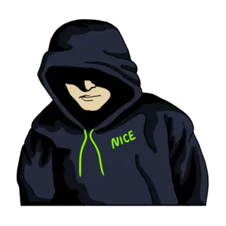 🥲 NICE sudadera con capucha, agradable, persona, ropa, dibujos animados, estilo, personaje telegram sticker