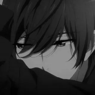 🖇 Anime, Manga, Triste, Garçon, Noir et blanc, Esthétique telegram sticker